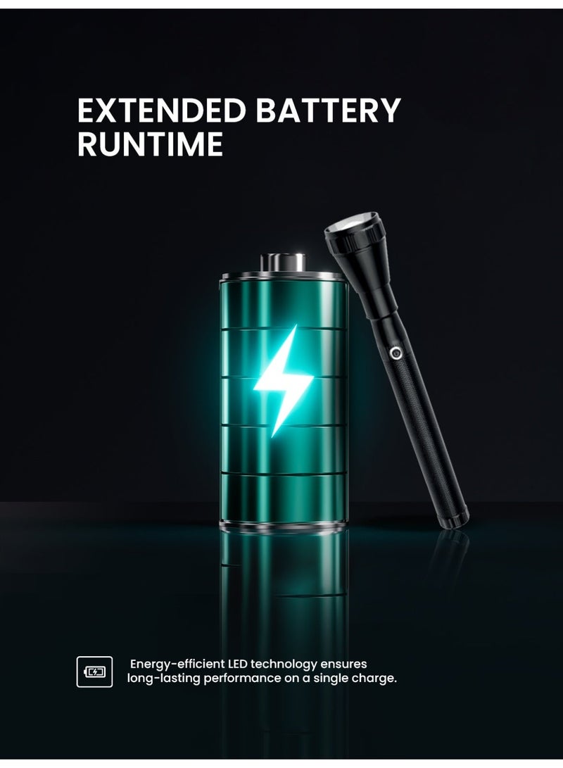 أوجيرا كشاف LED قابل لإعادة الشحن | كشاف تكتيكي فائق السطوع | سطوع عالي | بطارية 3SC طويلة العمر | صغير ومتين | كشاف جيب مقاوم للماء | مثالي للتخييم والمشي وحالات الطوارئ | ضمان سنتين | OG1010SL | أسود - Image 4